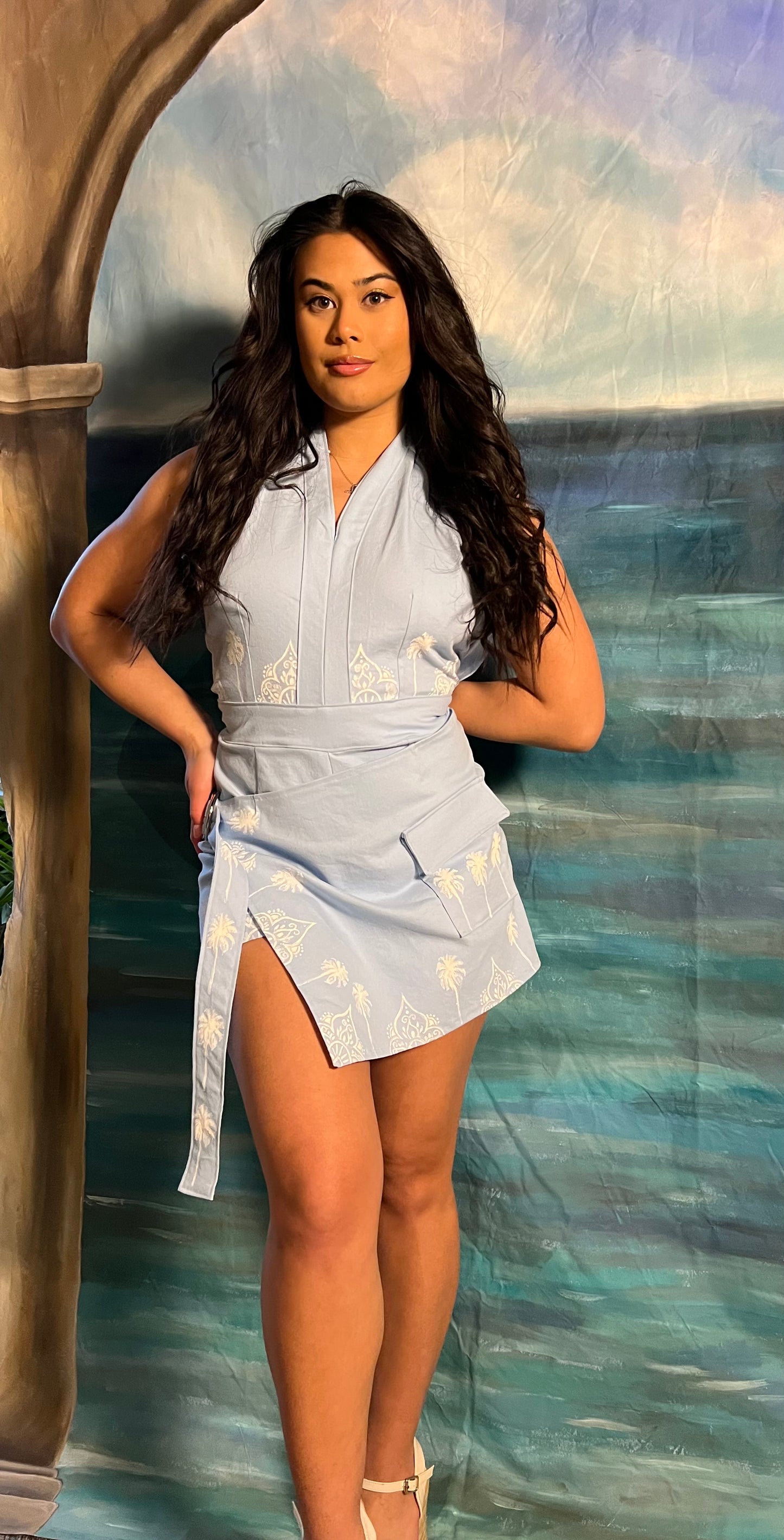Palms Asymmetrical Skort Romper