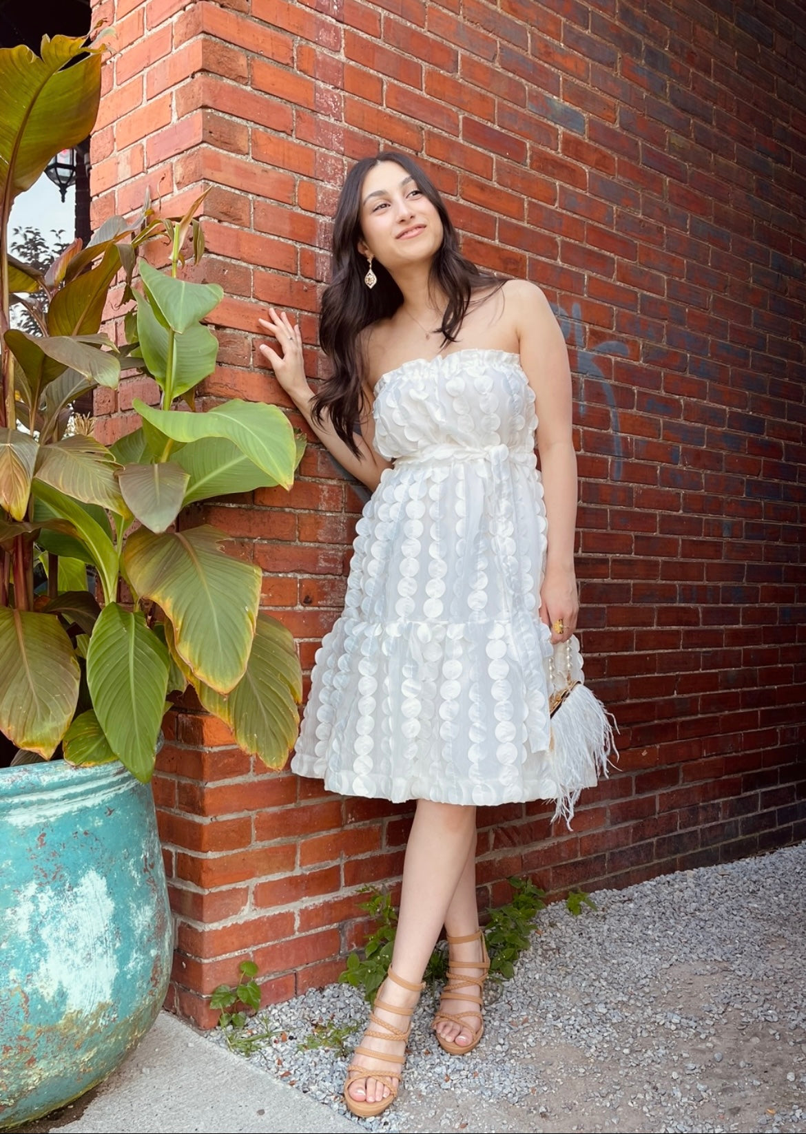 Blanco Flutter Dot Sundress