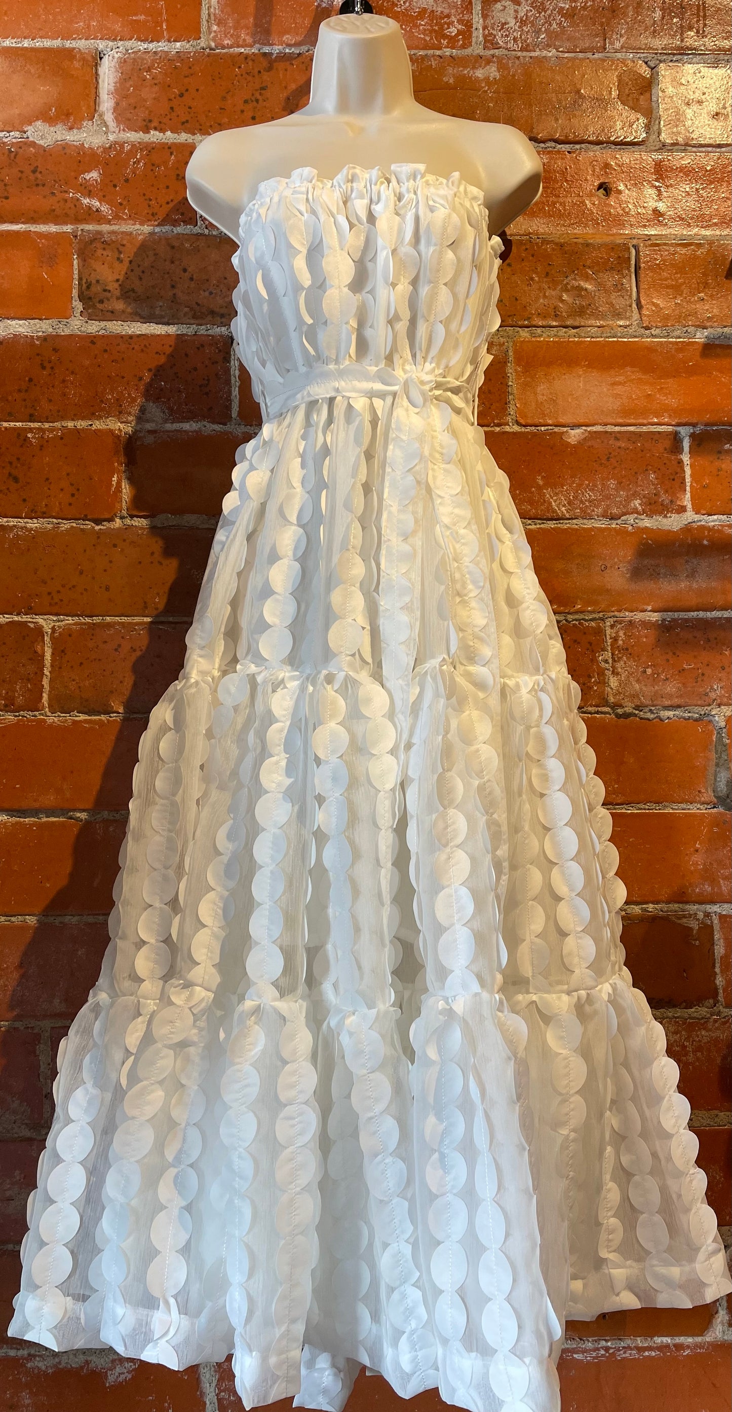 Blanco Flutter Dot Sundress- Long