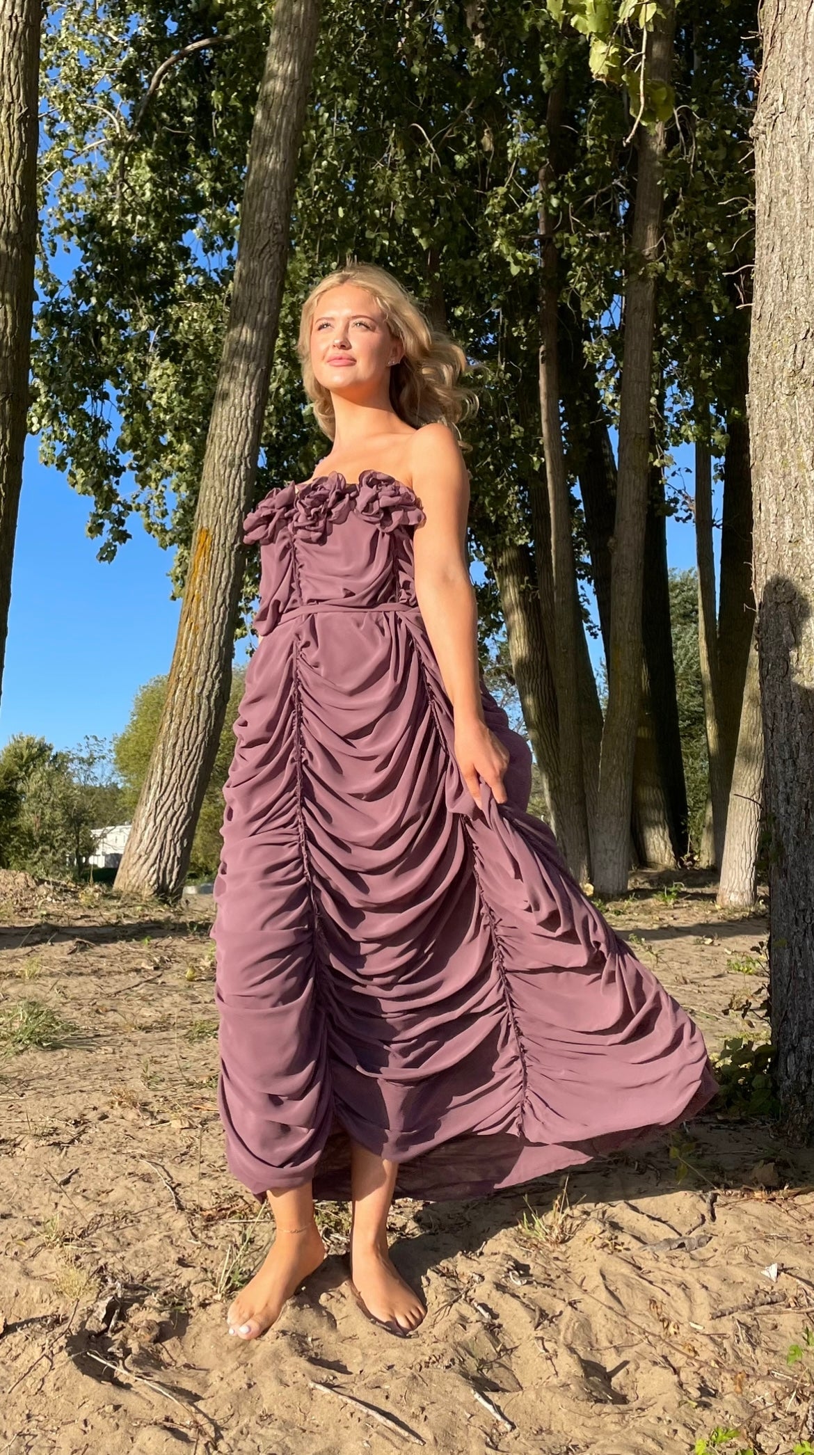 Mauve Peony Rouched Dress