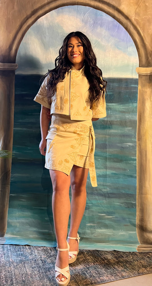 Golden Desert Asymmetrical Cargo Skirt