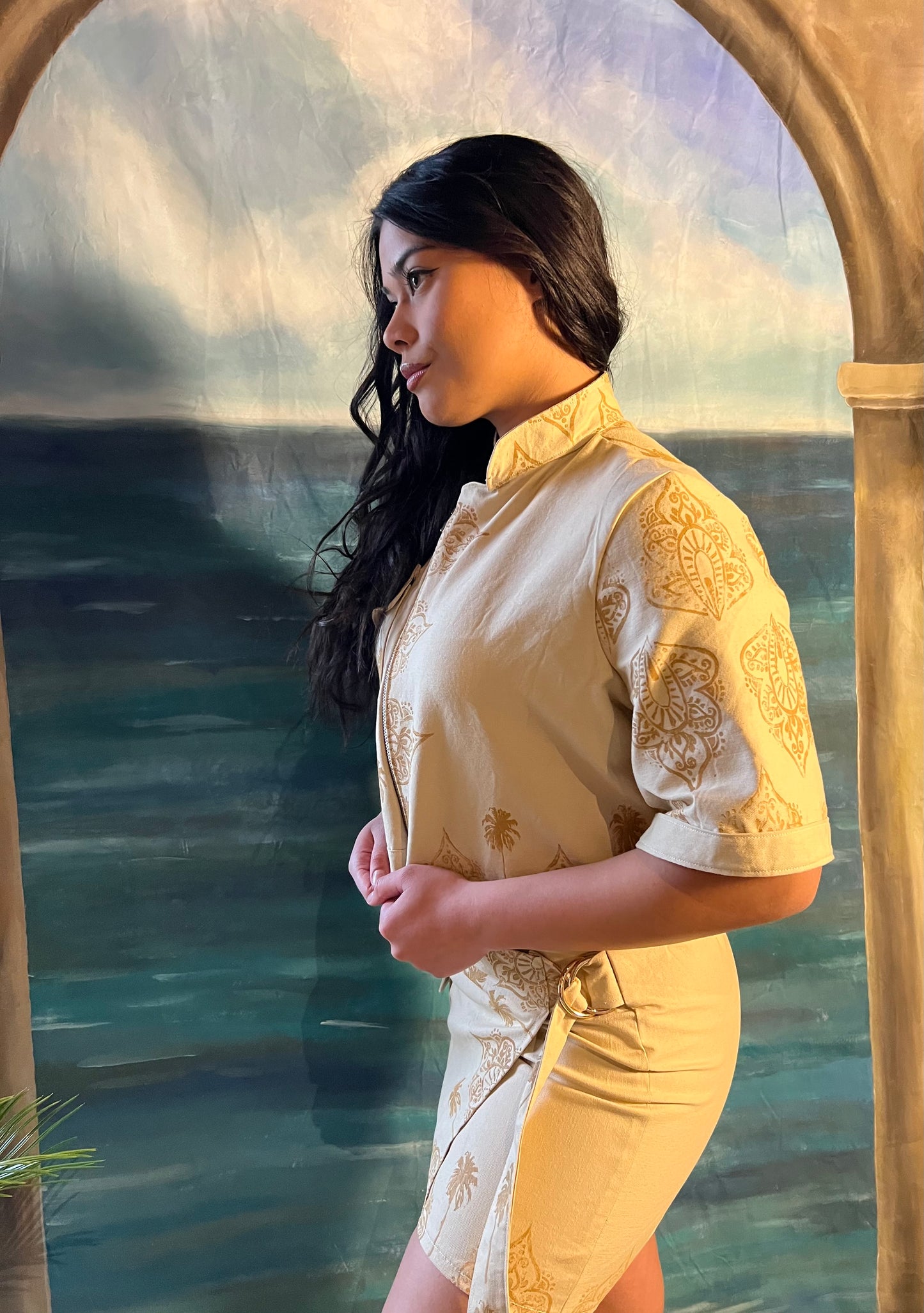 Golden Desert Asymmetrical Cargo Jacket