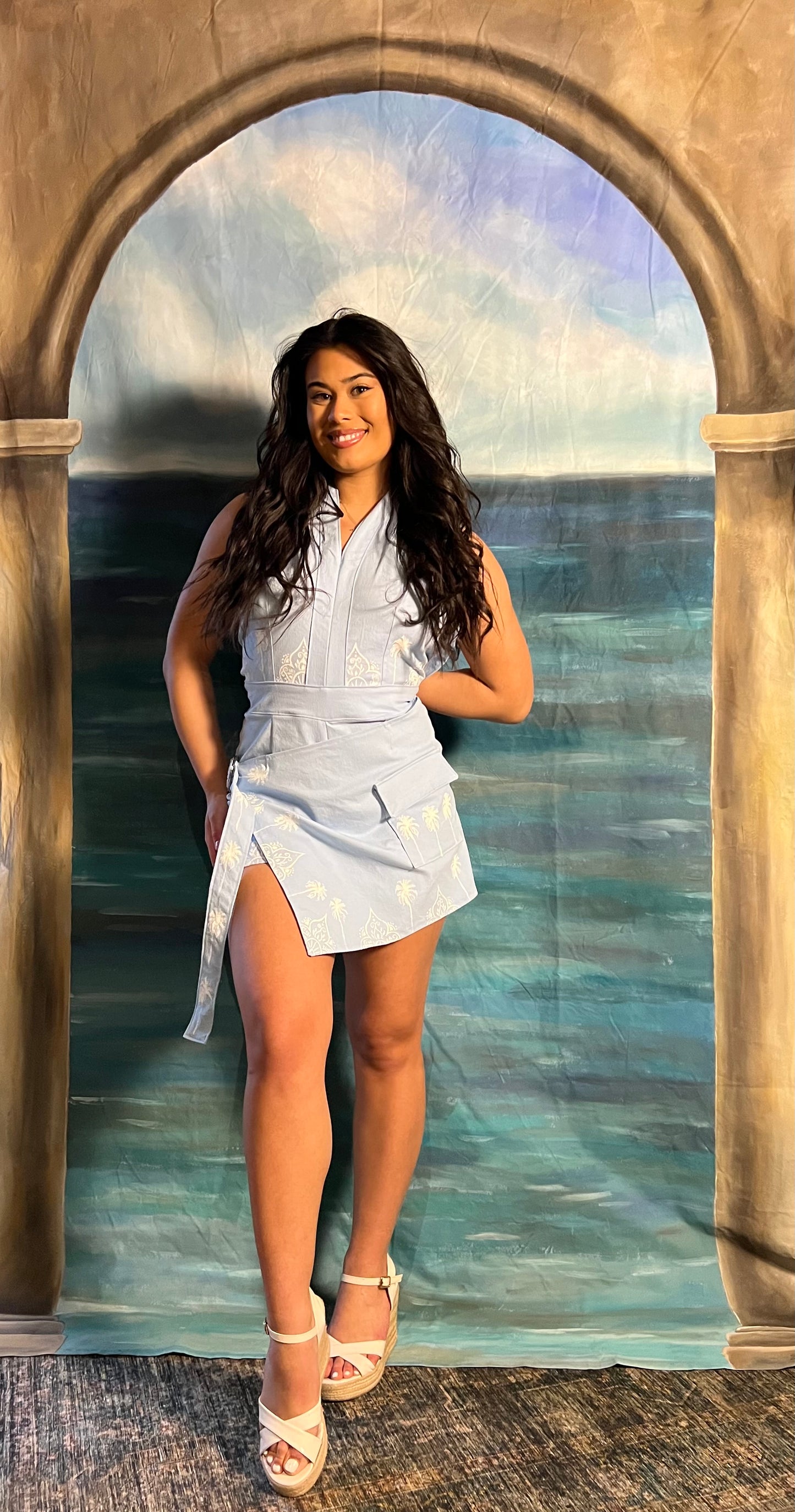 Palms Asymmetrical Skort Romper