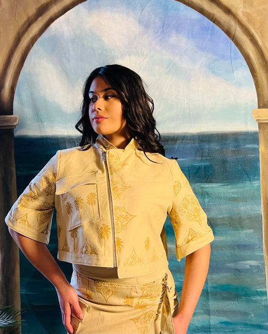 Golden Desert Asymmetrical Cargo Jacket