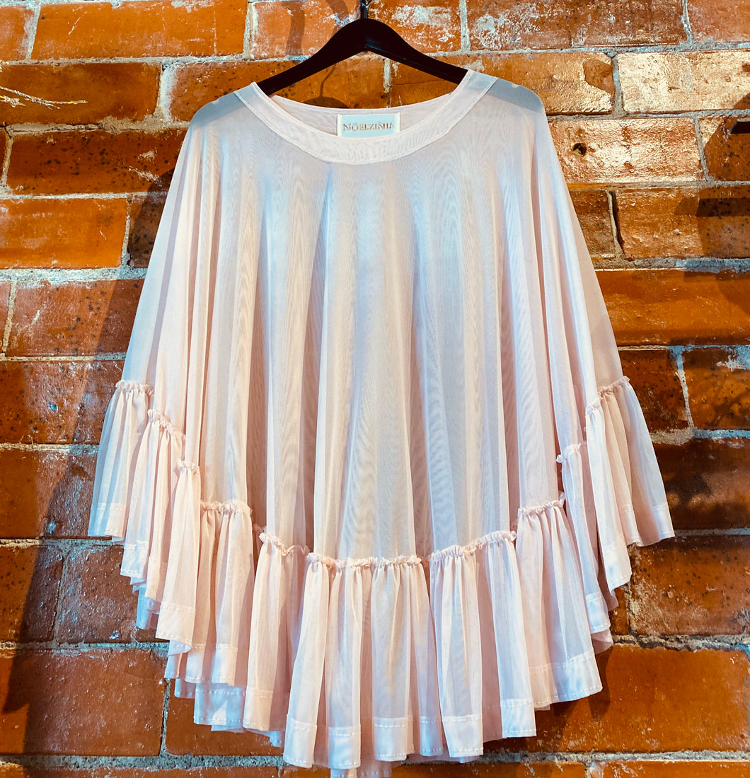 Blush Mesh Blouse Poncho