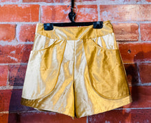 Load image into Gallery viewer, Gold Italian Silk Velvet A-Line Shorts
