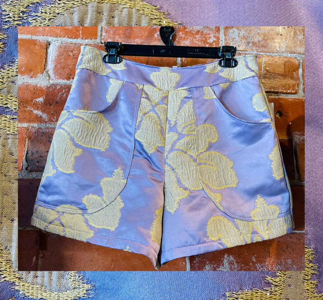 Lavender & Gold Brocade Shorts