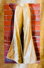 Load image into Gallery viewer, Gold Italian Silk Velvet Flared Pants
