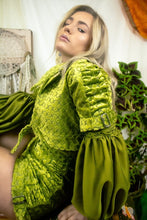 Load image into Gallery viewer, Green Silk Velvet Jumpsuit &amp; Jacket Set- Flores del Desierto S/S 20/21- LAFW
