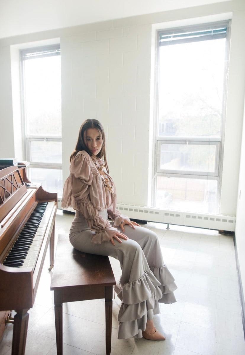 “Flowers in the Winter” Ruffled Jumpsuit & Blouse Jacket- Fleurs Pressées F/W VFW